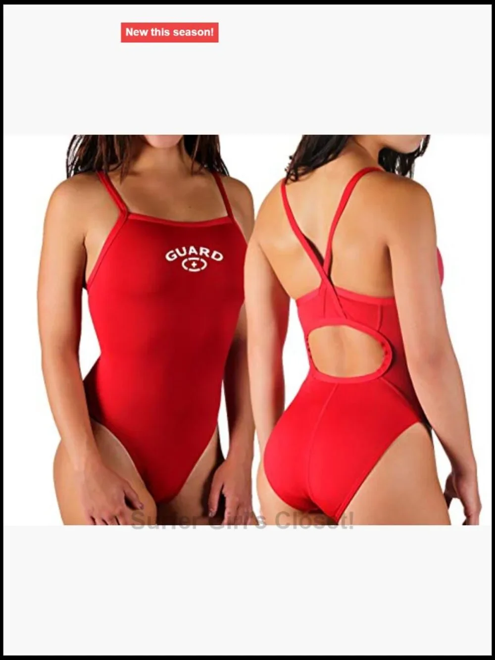 Guard One-Piece Swimsuit with Thin Straps, Quick Dry, Stretch